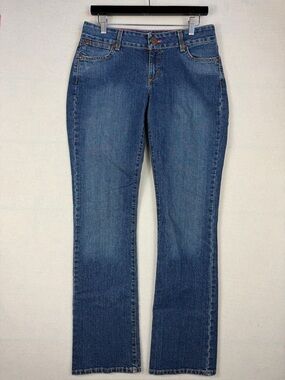 Wrangler Premium Patch Low Rise Bootcut Jeans Size 9/10 x 34 Dark Wash Stretch